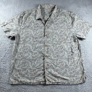 Outerknown Shirt Mens XL  Beige‎ Khaki Short Sleeve Button Up Geometric Pattern